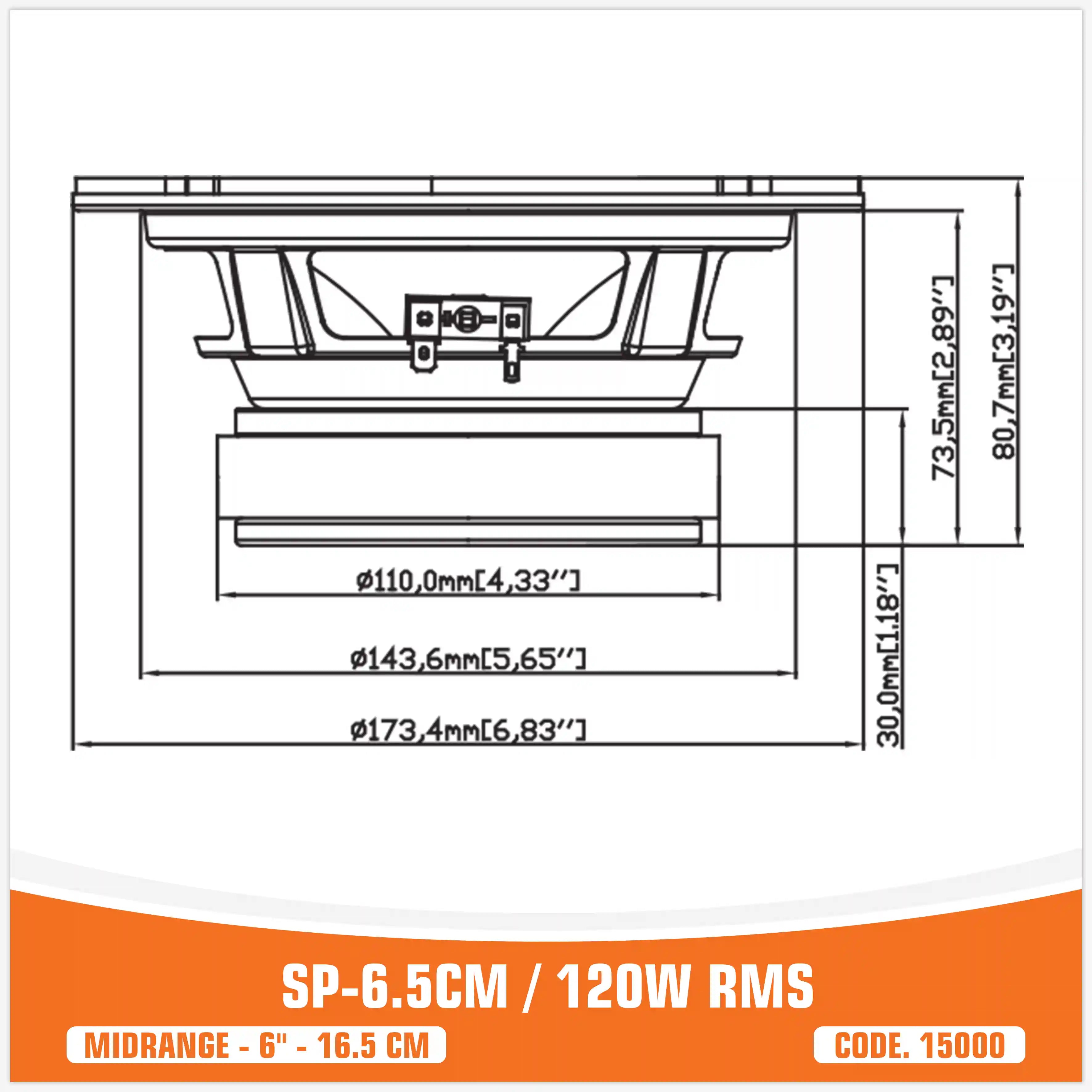 SP 6.5CM MIDRANGE BEST SELLER 6,5"/16,5CM 120W RMS (PAIR PRICE)