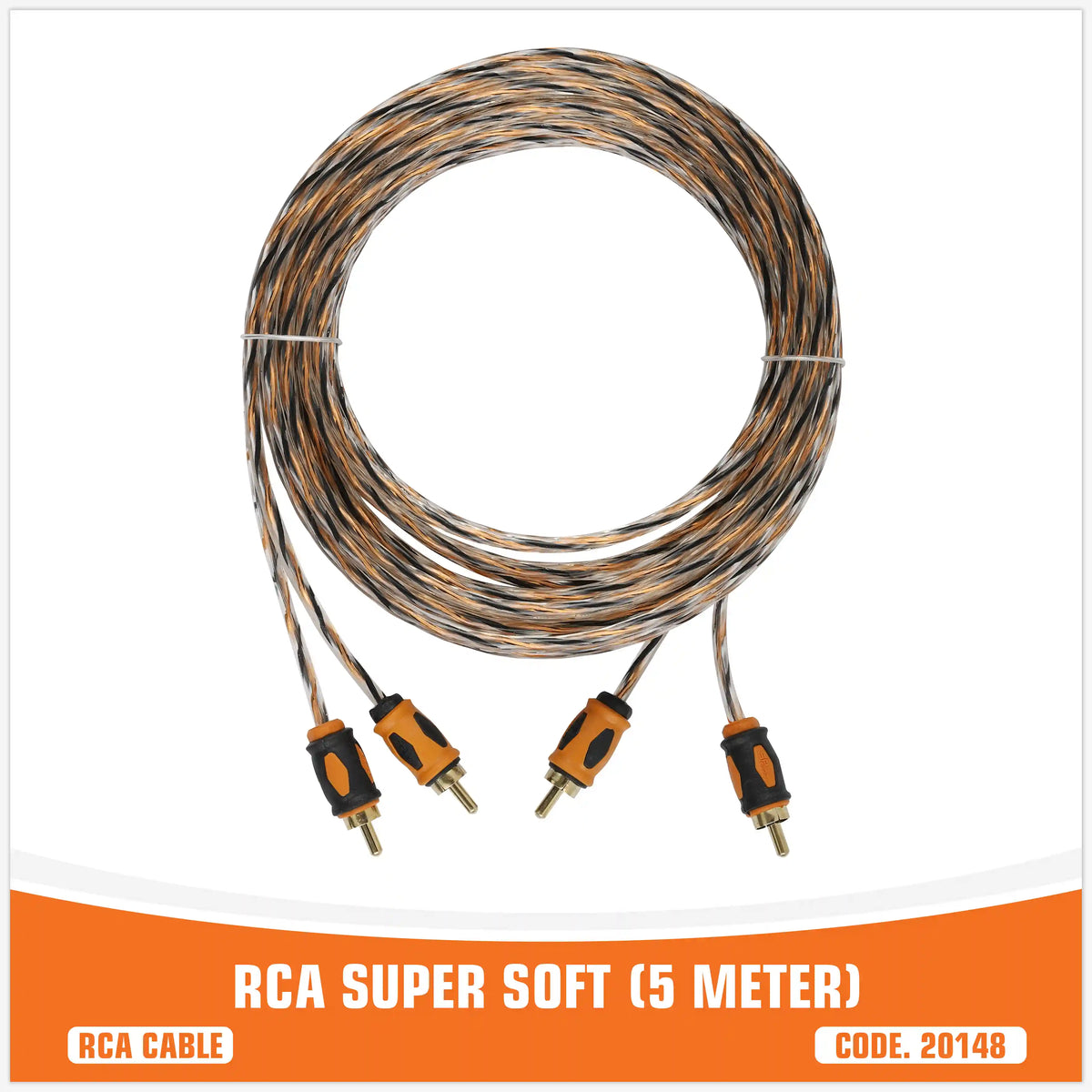 SP RCA สาย RCA super soft ยาว 5 เมตร 2 ตัวผู้ ไป 2 ตัวผู้ สำหรับเครื่องเสียงรถยนต์ – SP Audio – ภาพที่ 3