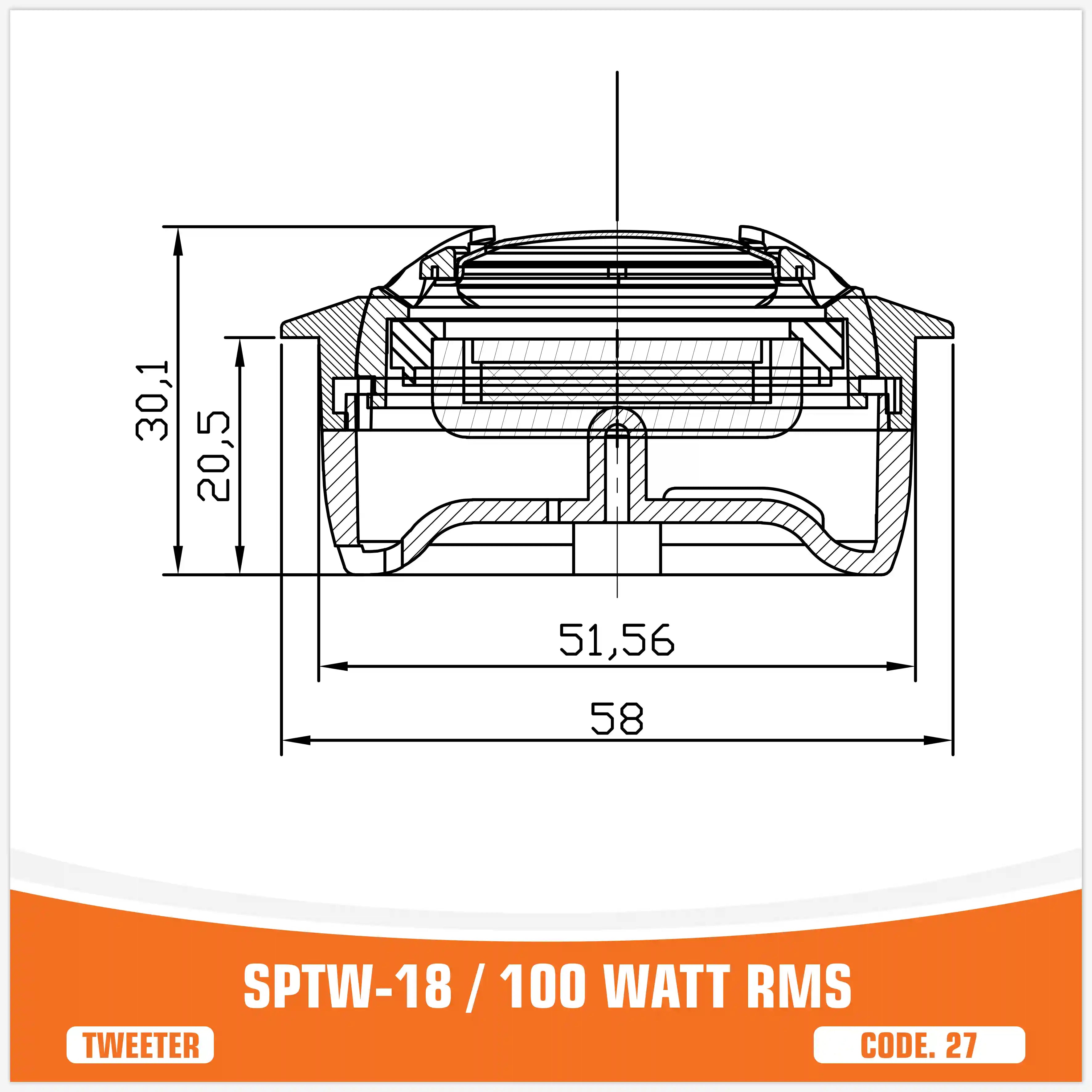 SP TW 18 SET NORMAL TWEETER 100W RMS / 200 WATT MAX (PAIR PRICE)