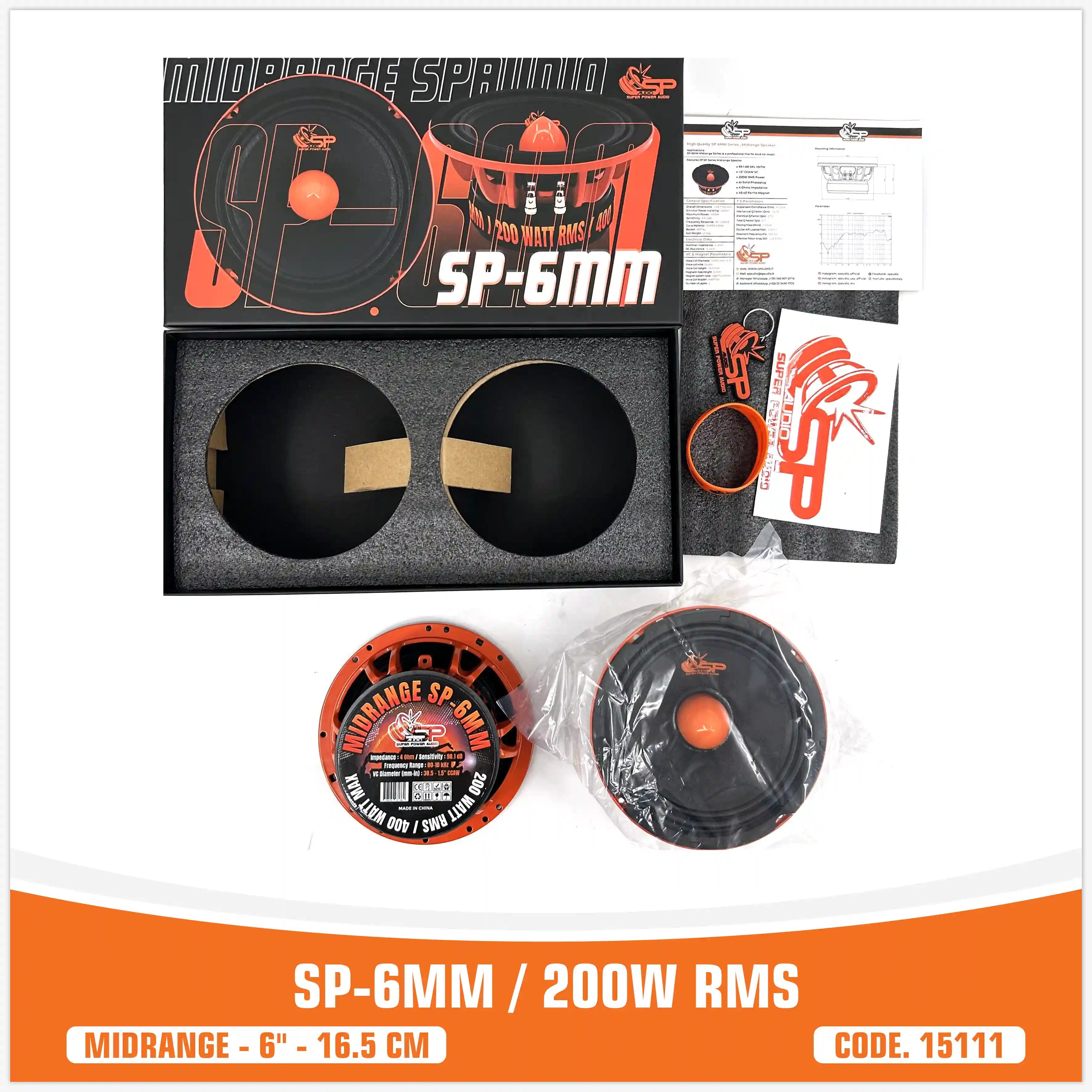 SP 6MM MIDRANGE EXTREME 6,5"/16,5CM 200W RMS (PAIR PRICE) NEW MODEL 2025