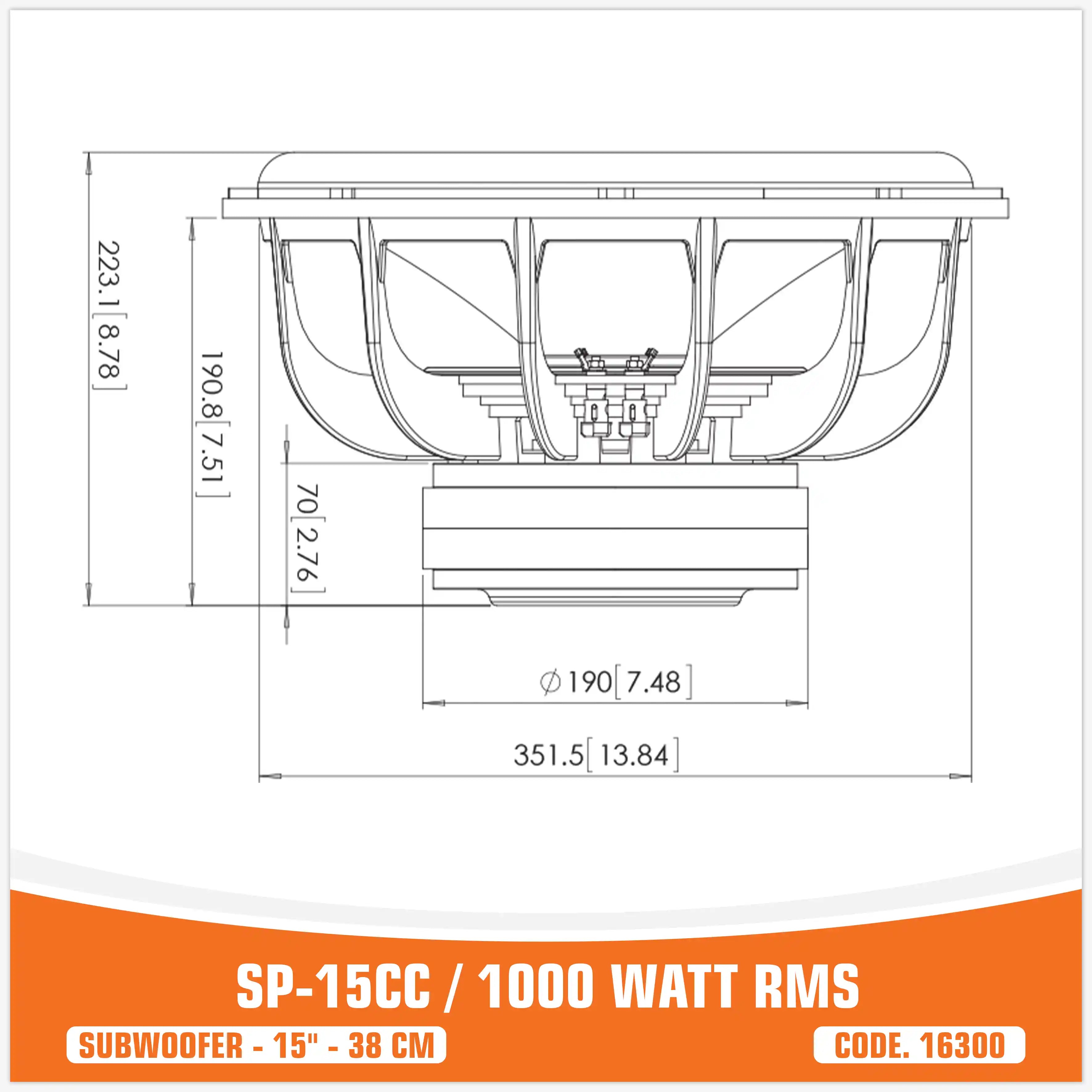 SP 15CC SUBWOOFER 15"/38CM 1000W RMS (UNIT PRICE)