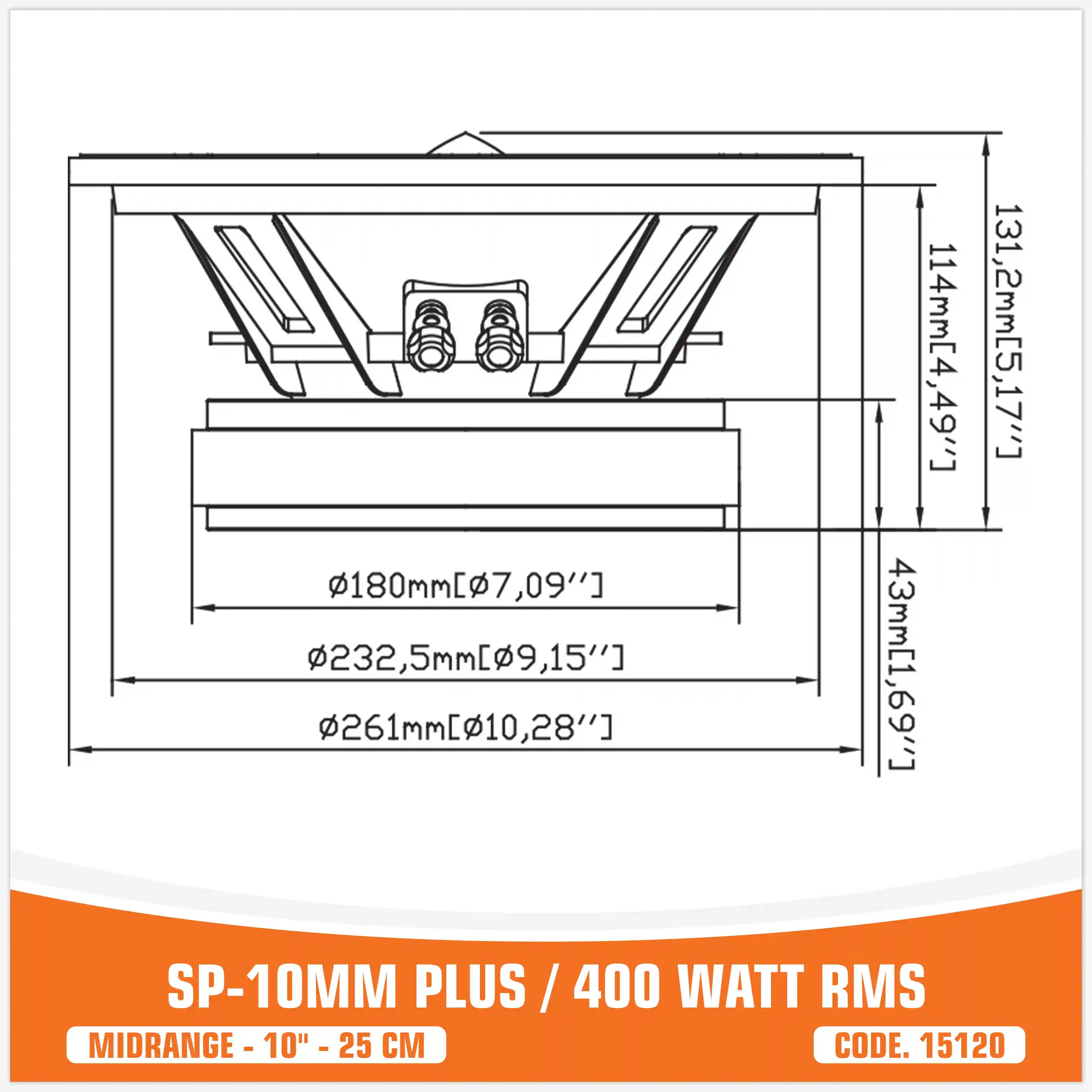 SP 10MM PLUS MIDRANGE EXTREME 10"/25CM BIG MODEL! 400W RMS (UNIT PRICE)
