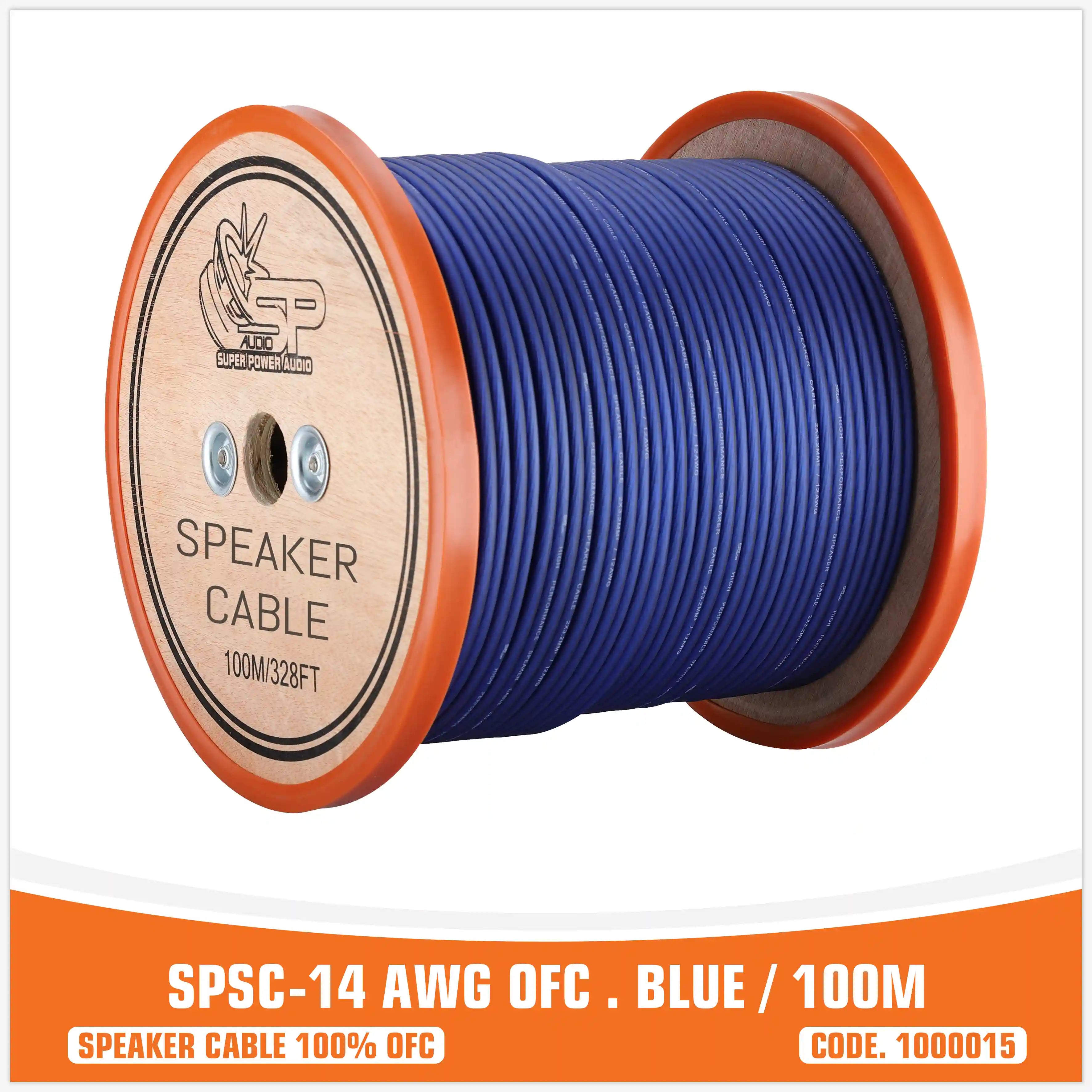 SP สาย 14GA สีน้ำเงิน OFC 100% (100 เมตร/ม้วน)