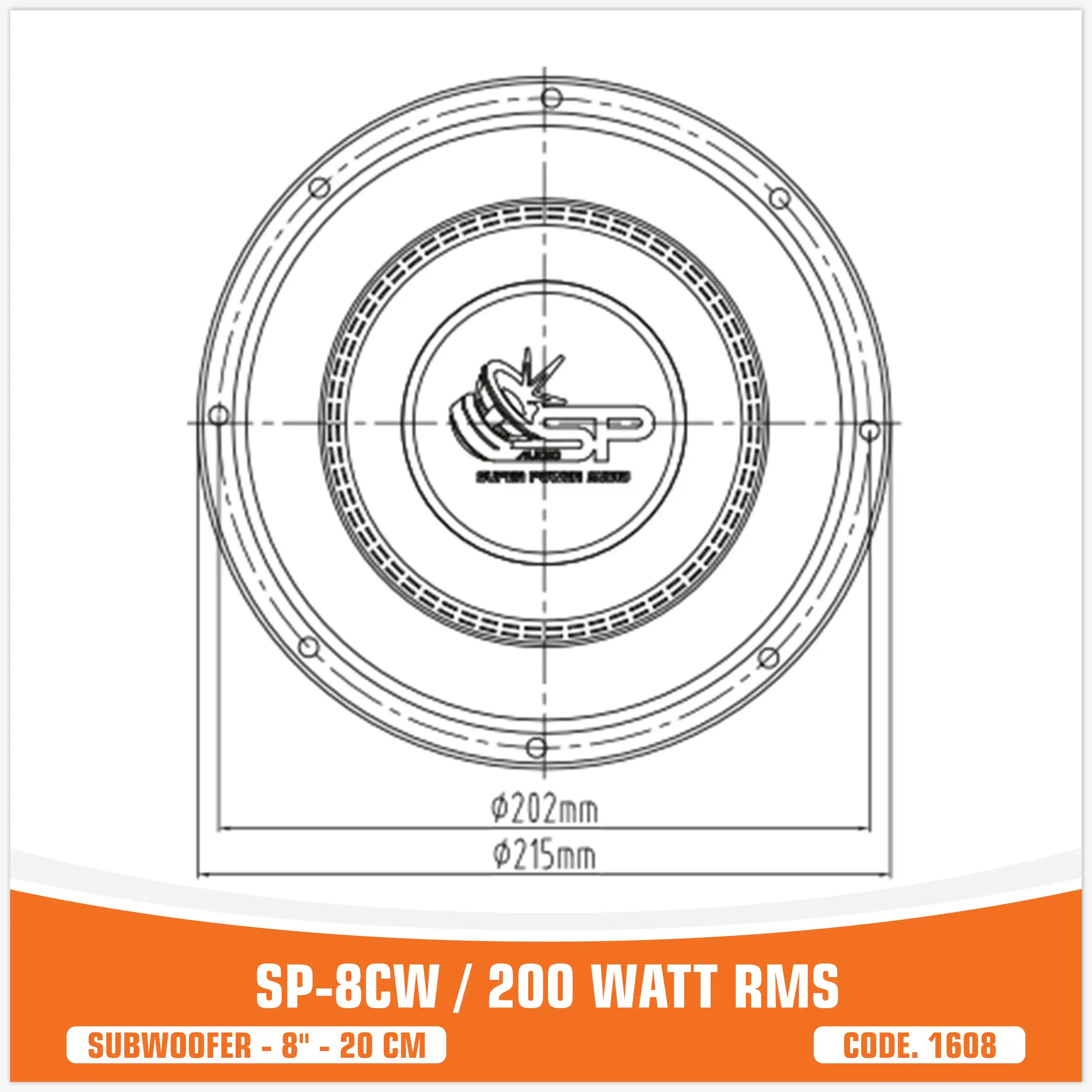 SP 8CW ENTRY LEVEL SUBWOOFER 8"/20CM 200WATT RMS (UNIT PRICE)