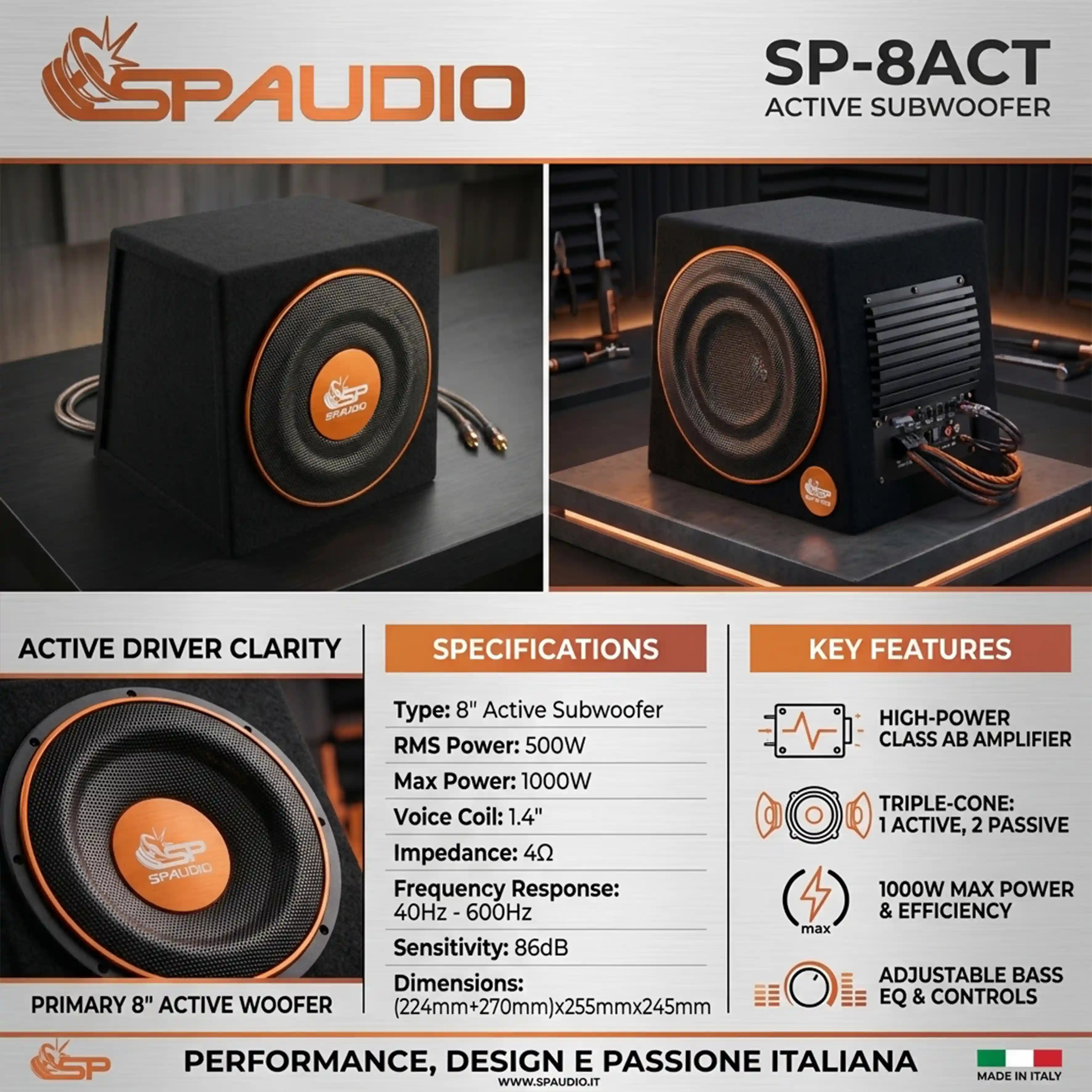 SP-8ACT (ซับวูฟเฟอร์แอคทีฟ 8 นิ้ว 1 ตัว + ซับวูฟเฟอร์พาสซีฟ 8 นิ้ว 2 ตัว)