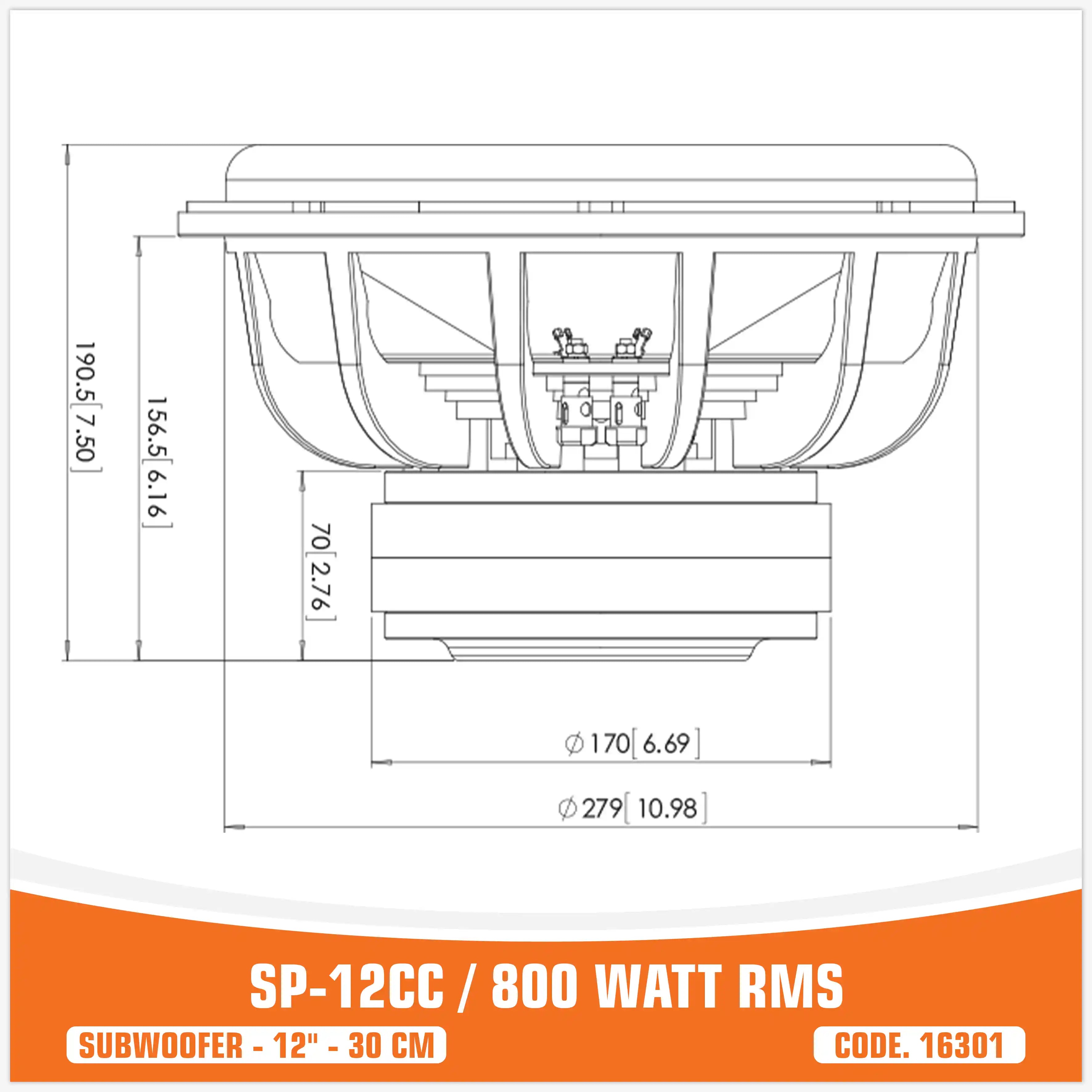 SP 12CC SUBWOOFER 12"/30CM 800W RMS (UNIT PRICE)