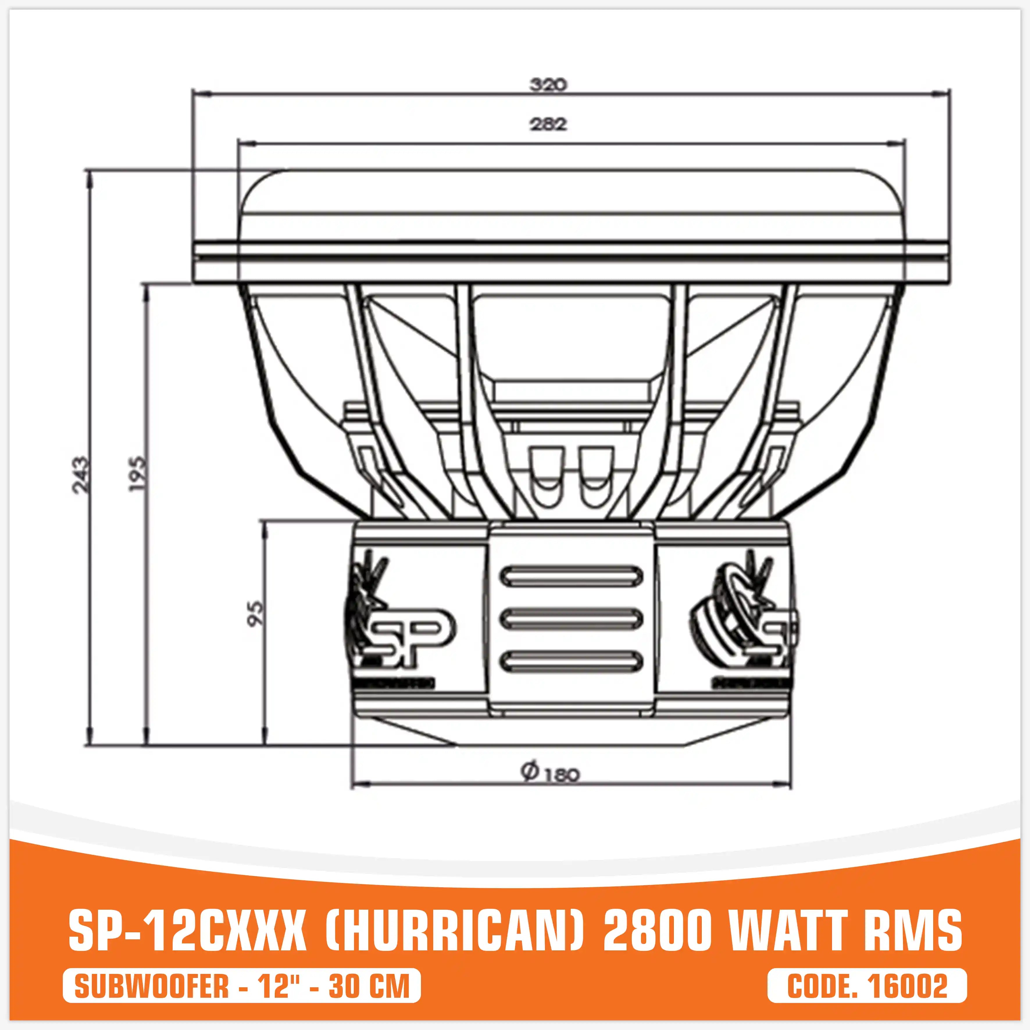 SP 12CXXX SUBWOOFER 12"/30CM 2800W RMS (UNIT PRICE)