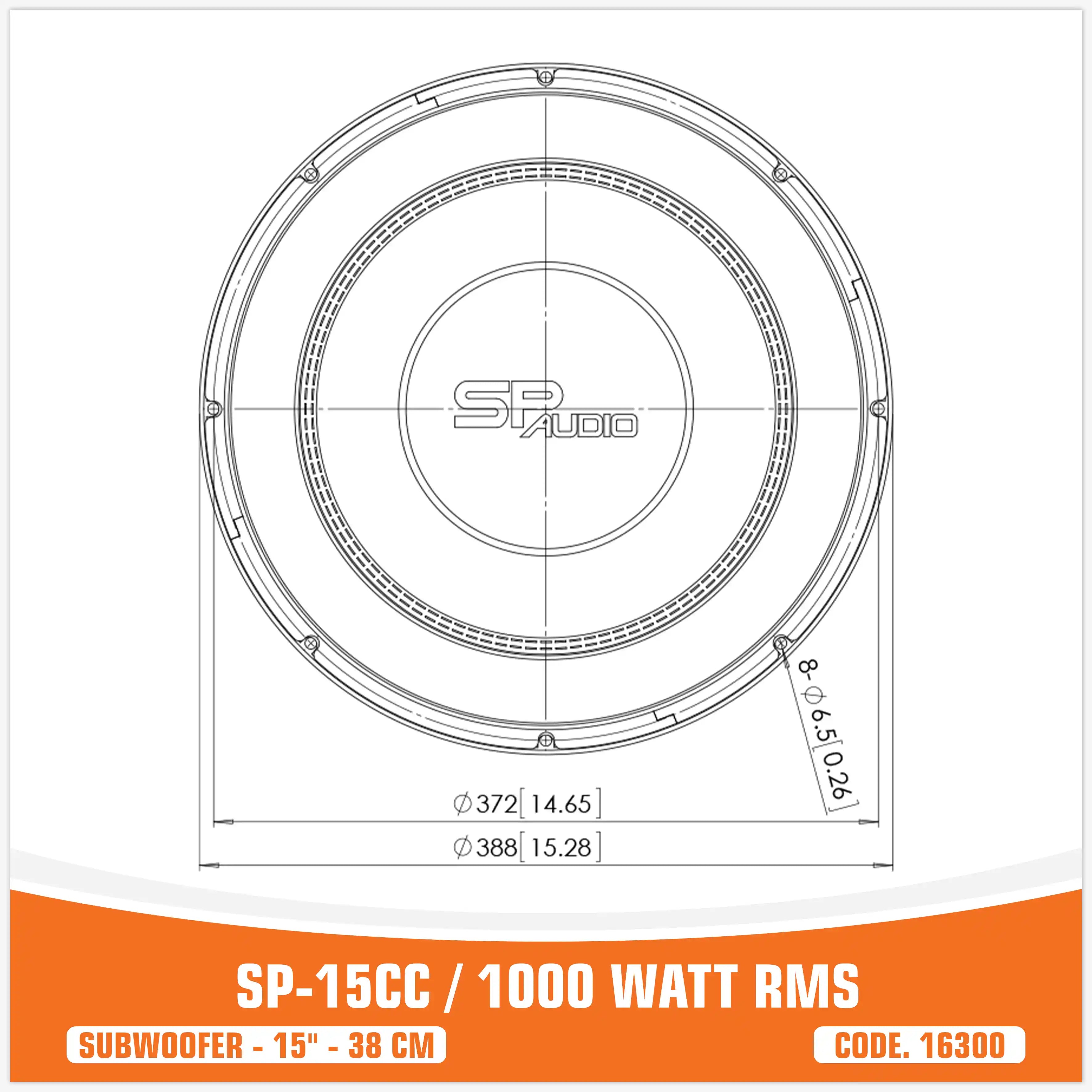 SP 15CC SUBWOOFER 15"/38CM 1000W RMS (UNIT PRICE)