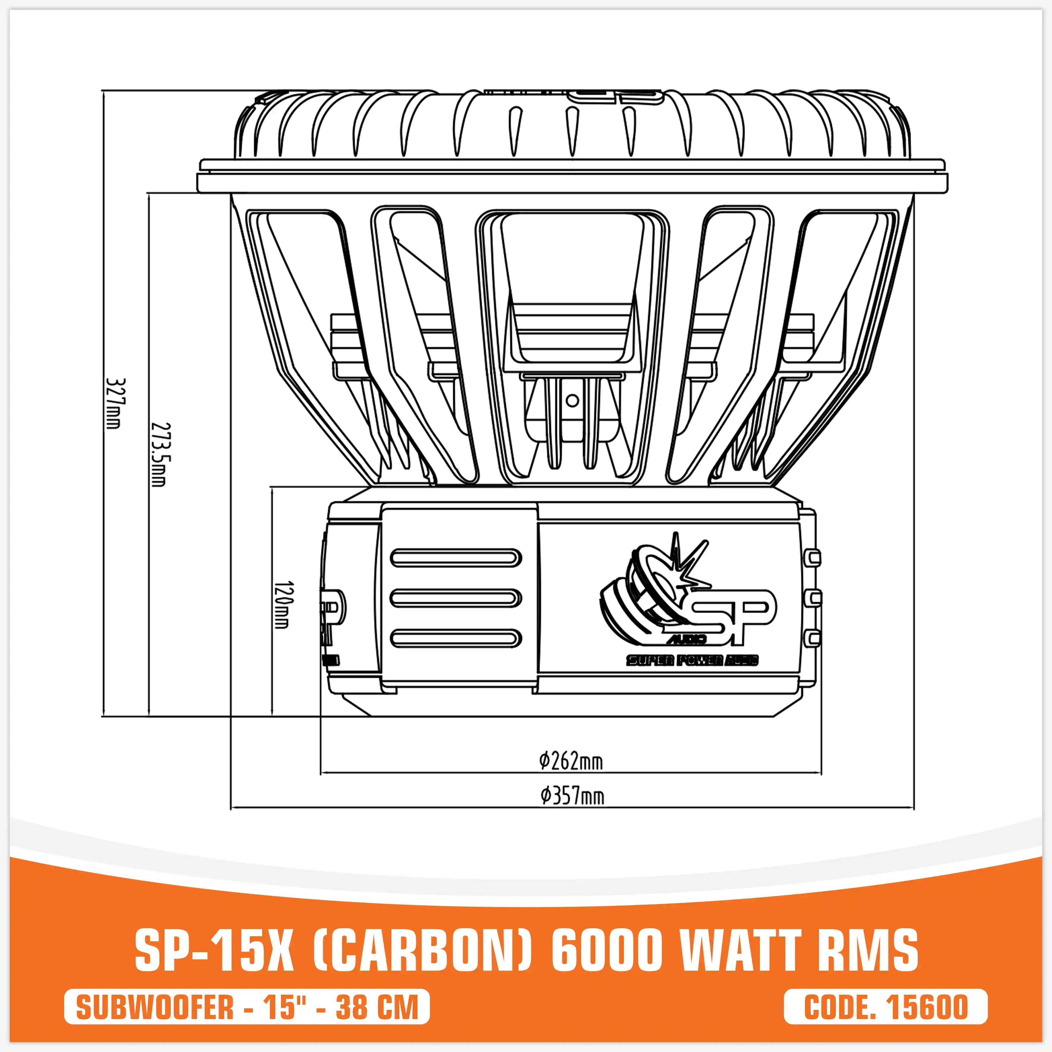 SP 15X CARBON FIBERS SUBWOOFER 15"/38CM 6000W RMS (UNIT PRICE)