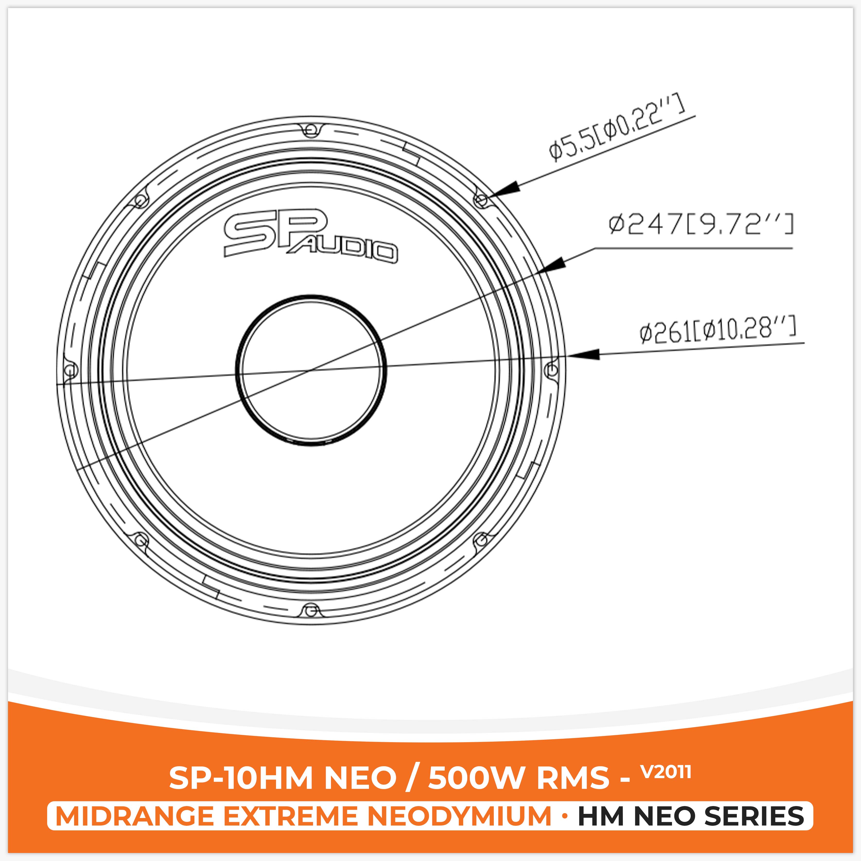 SP 10HM NEO MIDRANGE EXTREME 10"/25CM NEO MAGNET 500W RMS,  V2011 (UNIT PRICE)